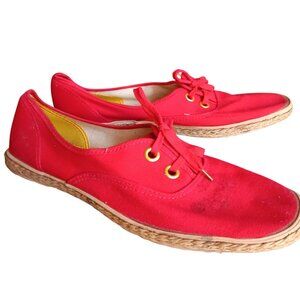 10 10N Vintage 80's Red Canvas Espadrilles Sneakers Shoes Montgomery Ward Skips